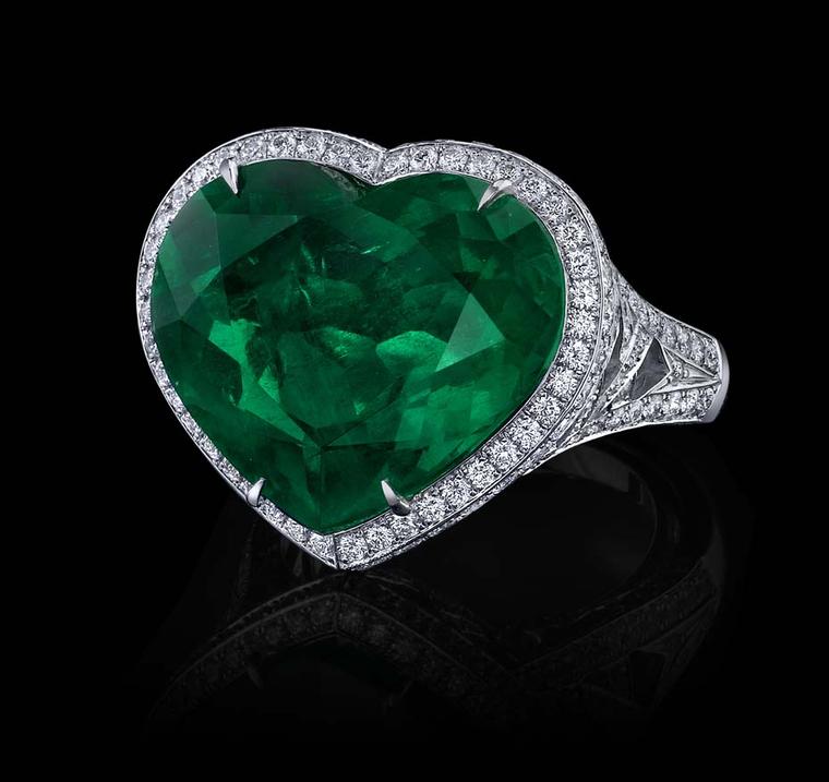 Heart shaped emerald engagement rings sale